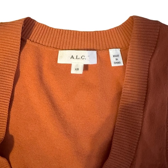 A.L.C. Cherrie Asymmetric Knit Orange Midi Dress Size XS - Picture 7 of 7